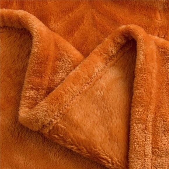 NEW Soft Flannel Fleece Fall Throw Blanket - 50x60 In, Cozy Orange Leaves Design - Picture 6 of 7
